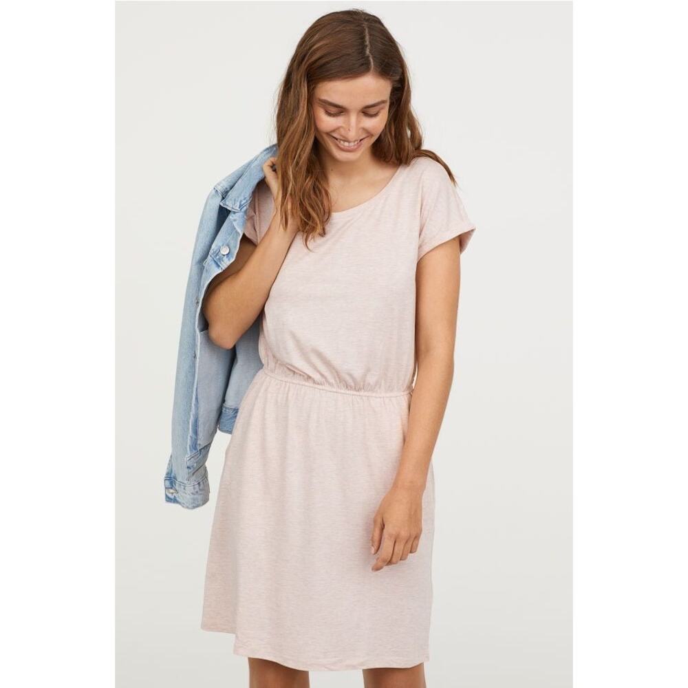 H&M Powder Pink Short-sleeved Jersey Dress Size XS